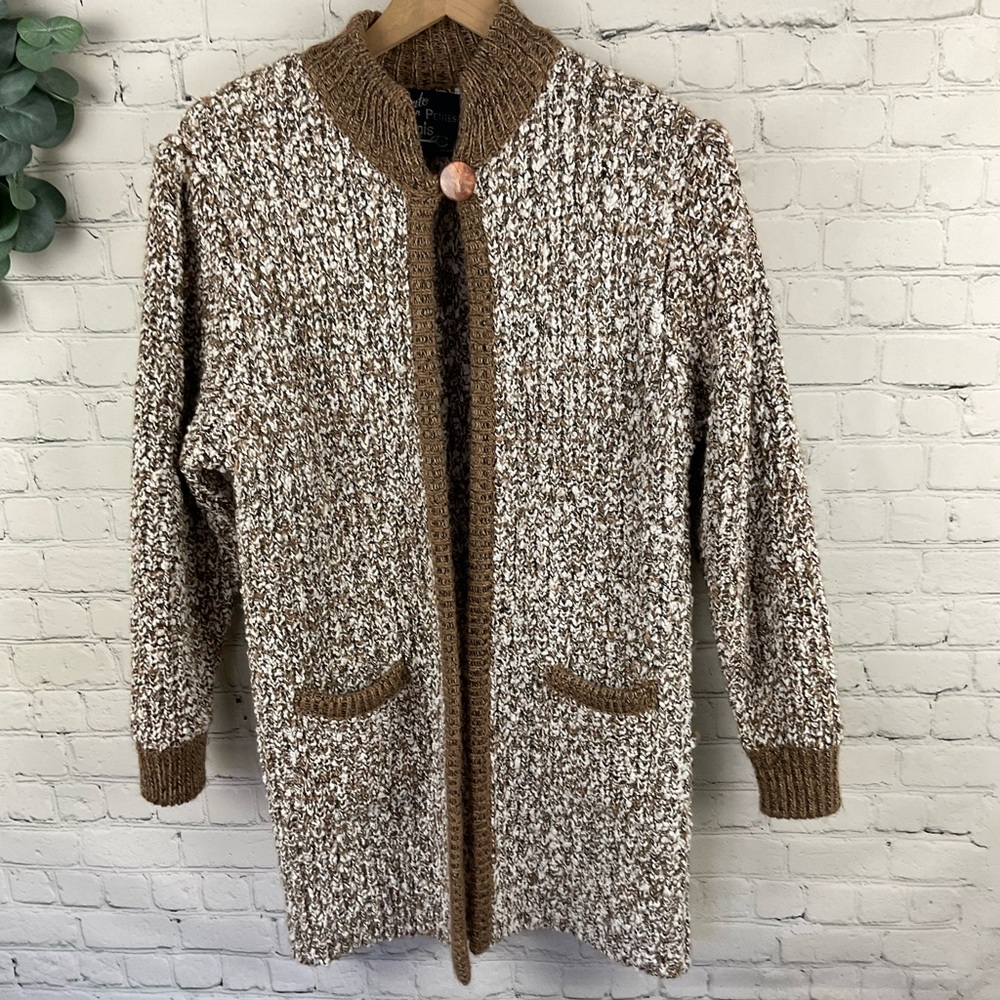MONTO POR LE CHOIS VINTAGE Long Chunky Knit Cardigan Sweater Coat size small